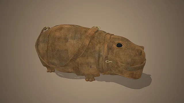 河马造型挎包  做旧皮革  动物形态设计  个性潮酷