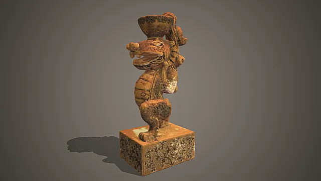 国风瑞兽风格衔杯神兽摆件 3D 模型