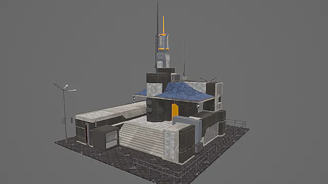 未来极简风科技枢纽建筑3D模型