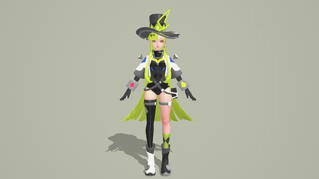3D卡通风格奇幻科技少女角色模型，创意设计（3D角色、卡通风格、活力奇幻风，角色设计主题）