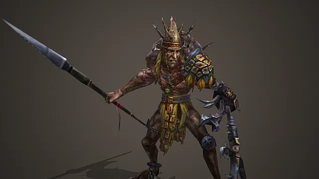 妖界莽荒猎场荒獠猎头蛮将模型 