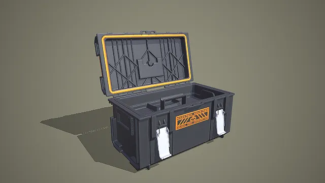 黑橙双色带内托加固工具箱 3D 低多边形储物工具模型