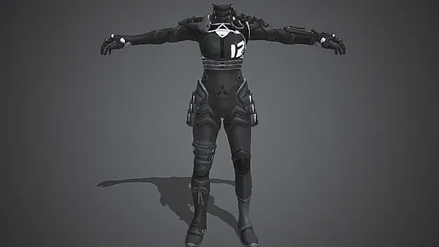 赛博战术风格编号12作战装甲角色3D模型 