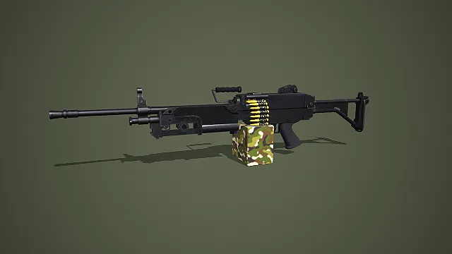 写实风格现代班用机枪 3D 模型 军事枪械道具资产