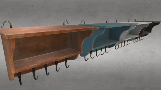 简易木质墙面置物架台子模型