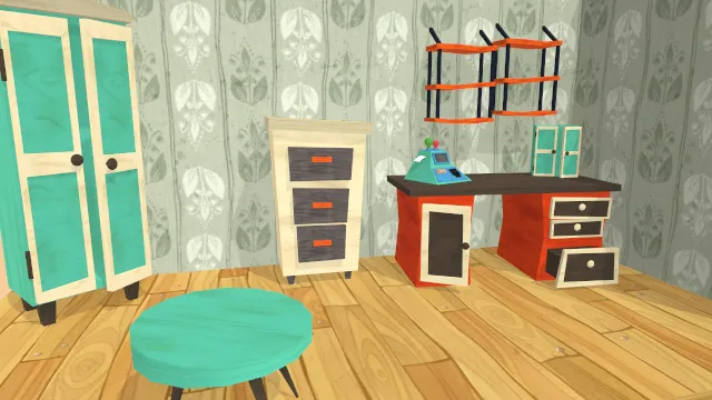 卡通风格化办公室场景布局家具装饰