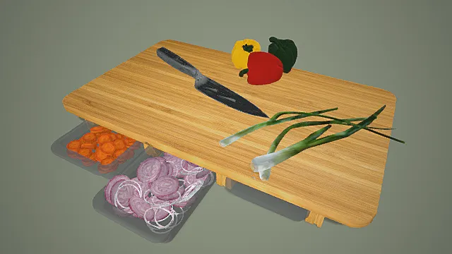 菜板 切菜     切好的菜    写实3D模型