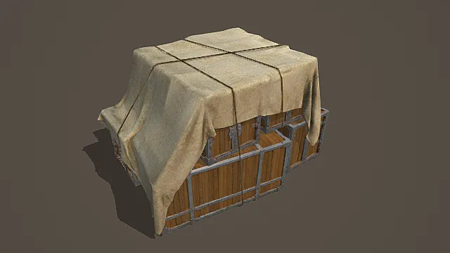 国风货运风格苫布盖货箱模型