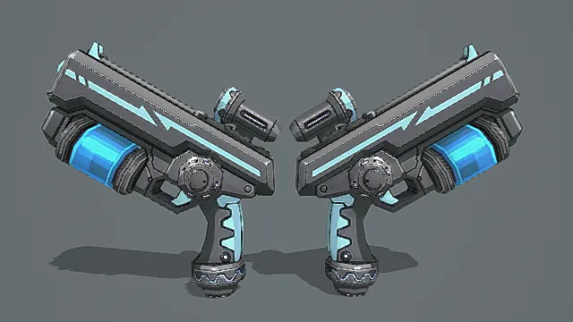 蓝电科技双持能量枪游戏武器3D模型 
