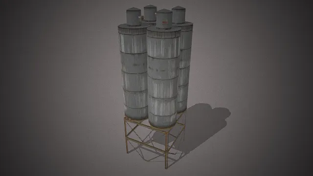 一个写实风格的工业储料仓3D模型