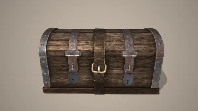 工业中世纪风格的木质宝箱3D模型