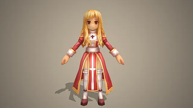 Q 版圣职少女角色模型