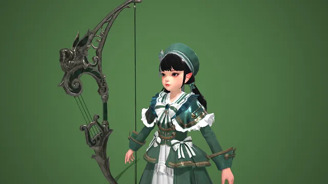 洛丽塔风格  3D 游戏角色  精灵少女  贝雷帽  长弓  甜美精致  童话