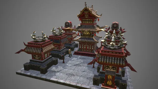 校场2 建筑模型 古风模型 游戏模型