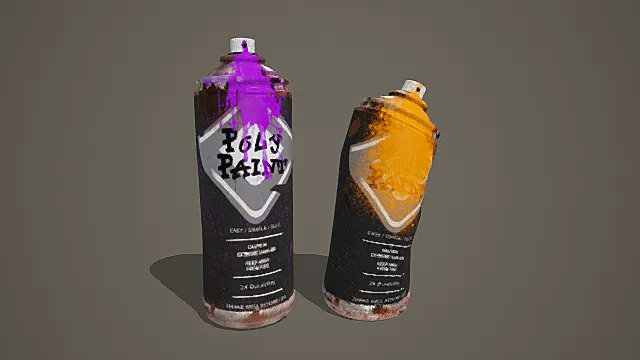 潮流涂鸦风格喷漆罐模型