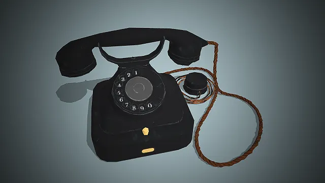 一台复古风格的转盘式电话机3D模型