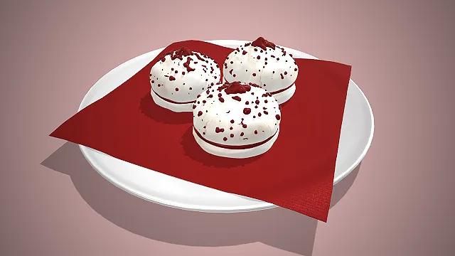 一个写实风格的常见法式甜点马卡龙的3D模型
