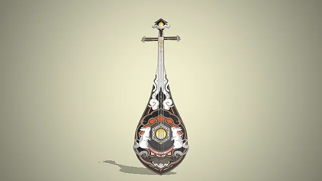 古风琵琶  双兔抱月  传统乐器设计  国风