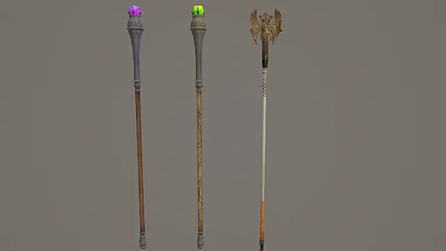 圣邪晶纹法杖套装游戏武器3D模型 