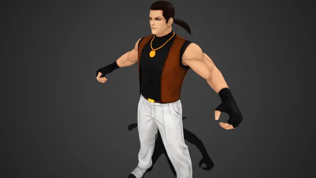 都市  休闲风格  格斗游戏角色  肌肉  时尚感与力量感  黑金圆牌项链  白黑拼色  日常休闲  