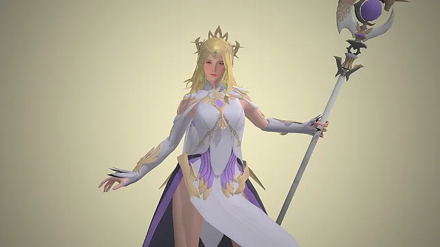 精灵女王  皇冠头饰  魔法权杖  高开叉礼服