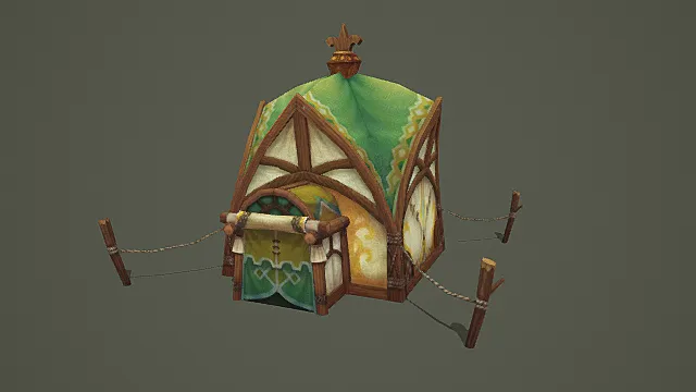 奇幻部落风森林篷屋建筑模型 