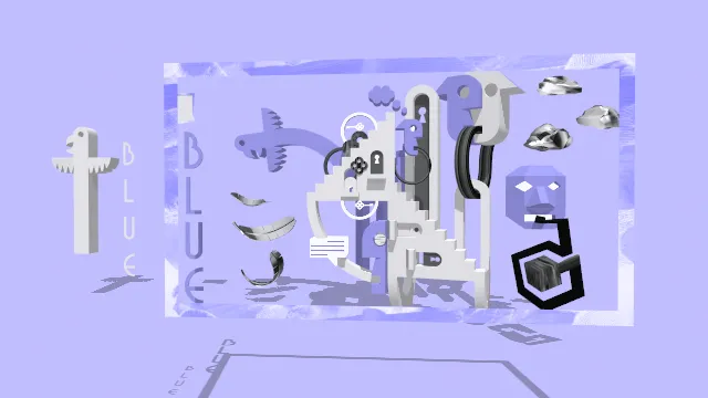 风格化蓝紫色建筑装饰