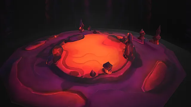 一个奇幻风格适合用于魔幻场景的3D熔岩池场景模型