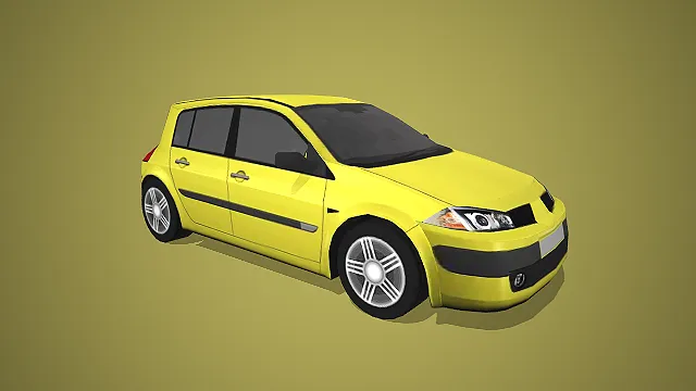 淡黄色五门家用轿车 3D 模型