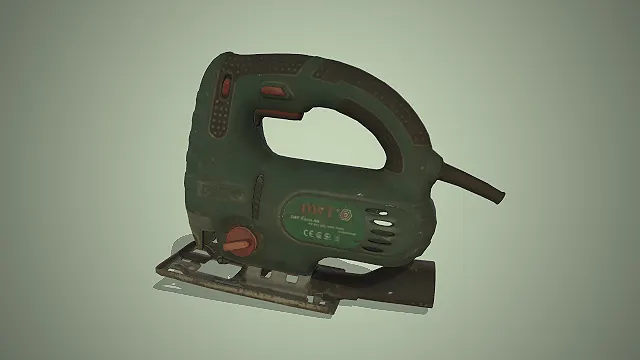 写实老式曲线锯  电动木工切割工具  做旧污渍  废弃车间组件