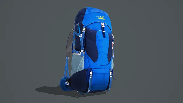 3D卡通风格户外登山包模型，创意设计（3D登山包、卡通风格、实用户外风）