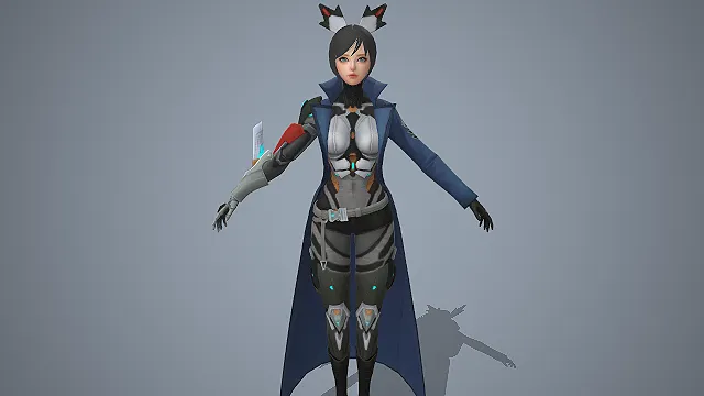 科幻机甲风  兔耳赛博战士  机械装甲  御姐型角色