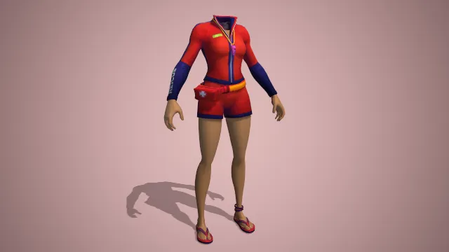 救援服装，配着口哨，整体色调为红色