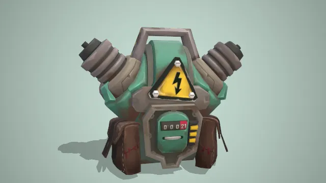 绿色机械背包左右有两个小包装饰