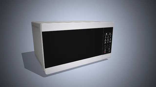 一个现代简约风格的白色微波炉3D模型