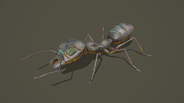 机械仿生风格金属蚁形侦查单位模型