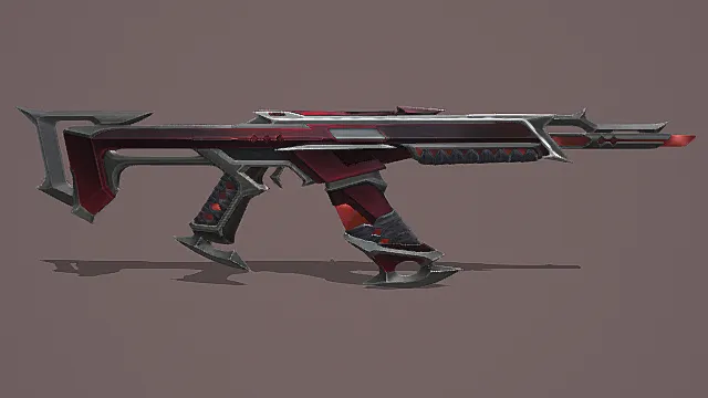 暗黑血纹风红黑尖刺步枪3D模型