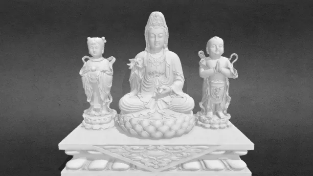 观音菩萨 带金童玉女摆件 与佛结缘stl_L.stl