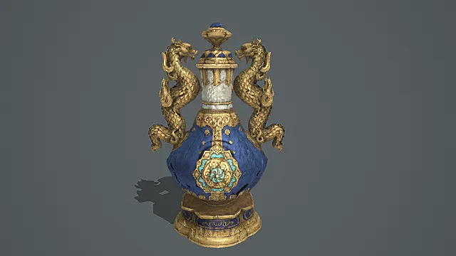 国风皇家风格双龙宝瓶模型