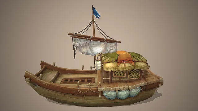 古风渔舟  生活载具  茅草棚屋  江南水乡