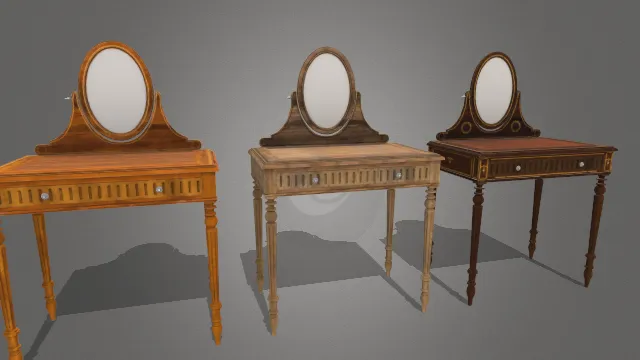19世纪晚期法国梳妆台和化妆桌复古木质家具