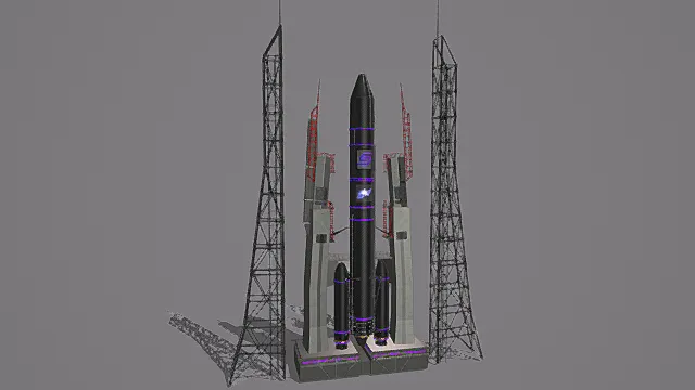 赛博航天：黑紫光影重型运载火箭