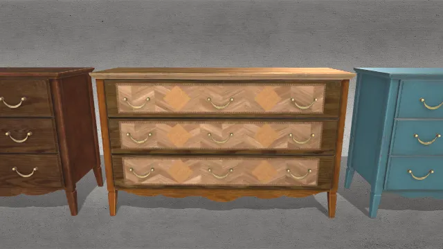 复古长木制抽屉桌家具集合