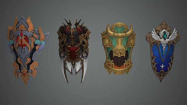 魔幻主题纹饰盾牌套装模型 