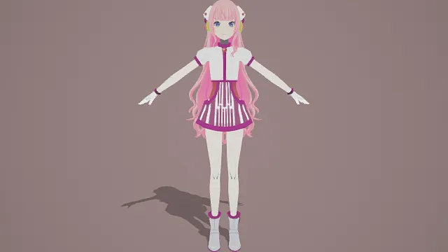 3D卡通风格可爱女性角色模型，创意设计（3D角色、卡通风格、可爱风，角色设计主题）