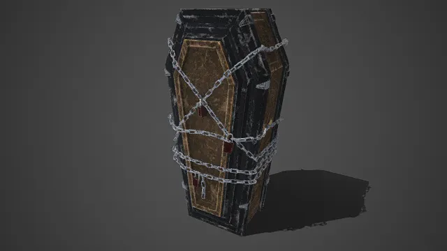 锁链封固  暗黑  棺椁  带锁具  复古做旧  亡灵题材  道具模型