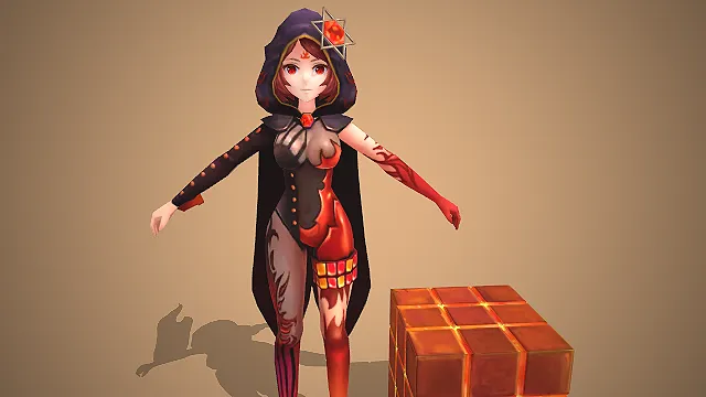 炎焰魔女  火焰纹路  兜帽斗篷  火系法师
