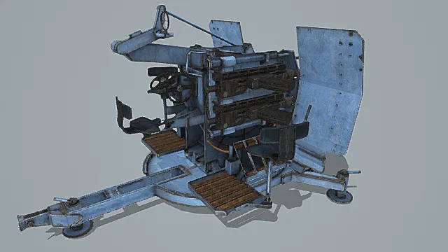 复古军用风双联装炮座3D模型