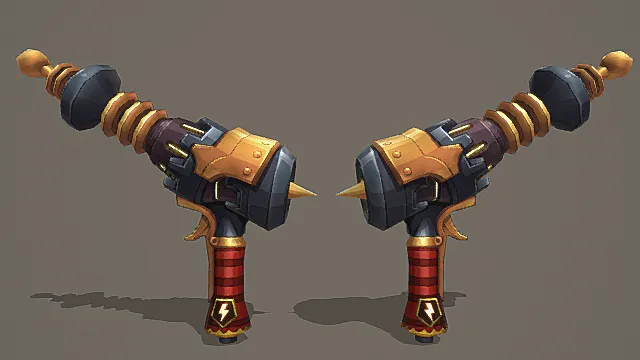 科幻机甲双持电锤游戏武器3D模型