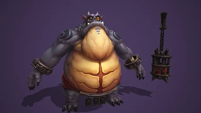 紫皮胖恶魔持笼形武器大肚子魔怪 3D 游戏 BOSS 模型